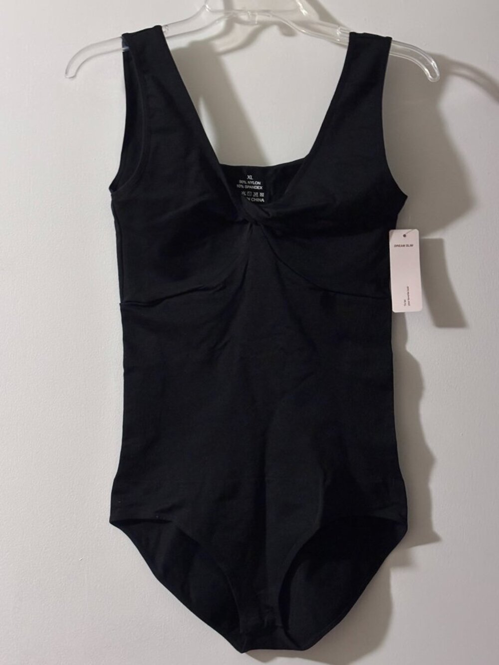 NWT Dream Slim Black Seamless Tummy Control Twist Front Shaper Bodysuit XL
